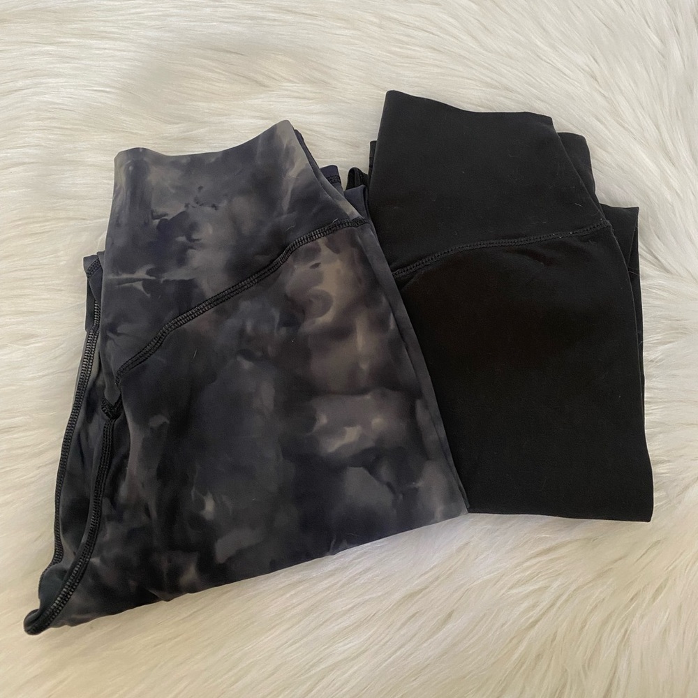 TWO!! Black and Gray/Black Tie Dye Leggings Sz S